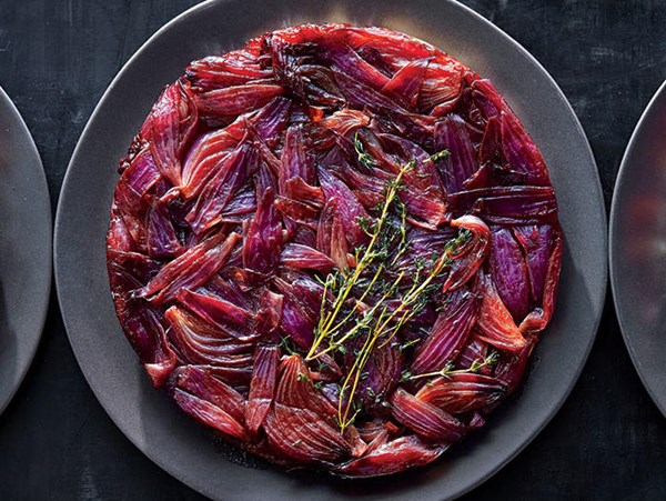 Balsamic onion and thyme tarte Tatin