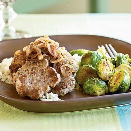 Balsamic pork with shallots