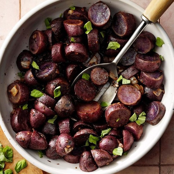 Balsamic purple potatoes