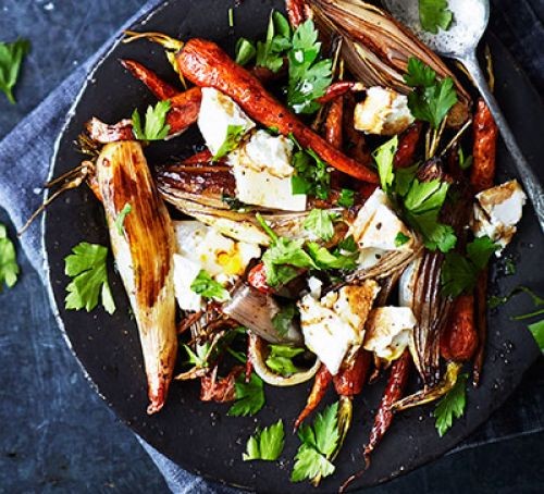 Balsamic shallots & carrots with goat's cheese