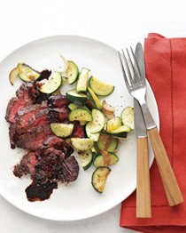 Balsamic steak with garlic zucchini