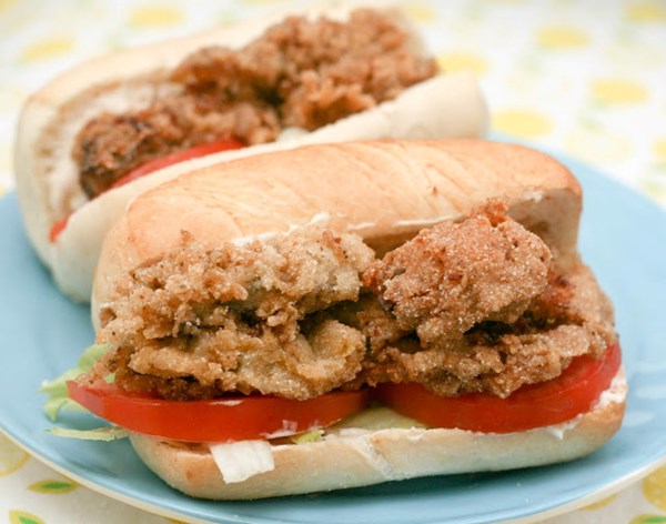 Baltimore-style fried oyster po'boys