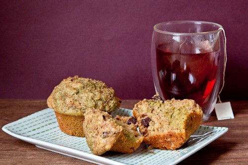 Banana & green tea milk chocolate chunk muffins