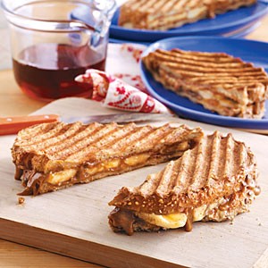 Banana-almond butter French toast sandwiches