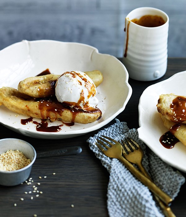 Banana and coconut caramel fritters