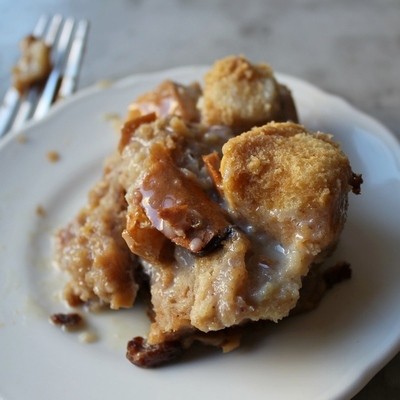 Banana and dark rum bread pudding