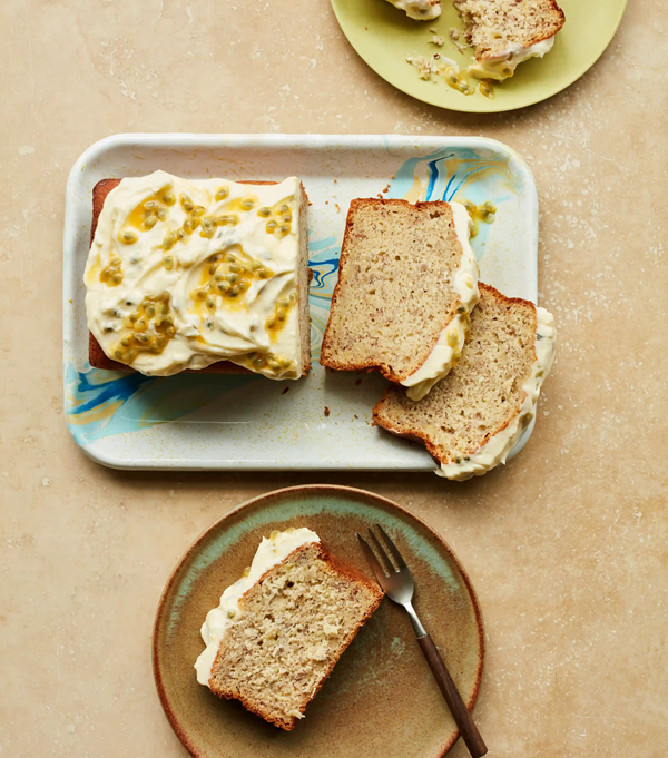 Banana and passion fruit loaf