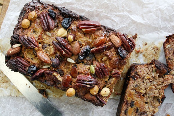 Banana, apricot and date loaf