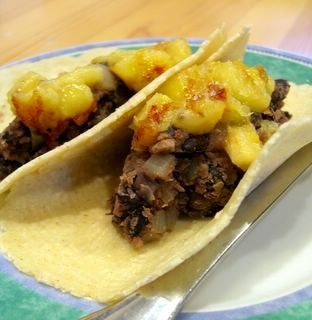 Banana-black bean tacos