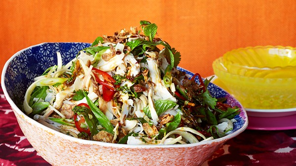 Banana blossom, coconut chicken and chilli salad