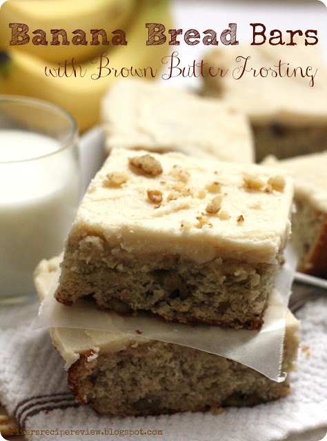 Banana bread bars with brown butter frosting