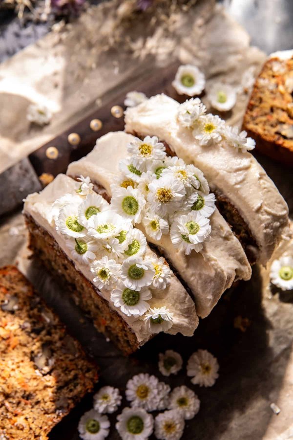Banana bread carrot cake with vanilla cream cheese frosting
