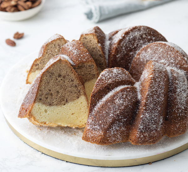 Banana bread-cream cheese pound cake