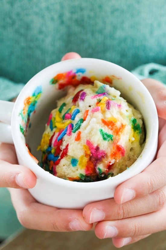 Banana bread muffin in a mug