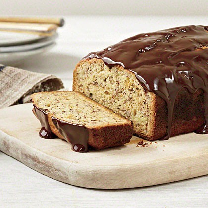 Banana bread with chocolate glaze