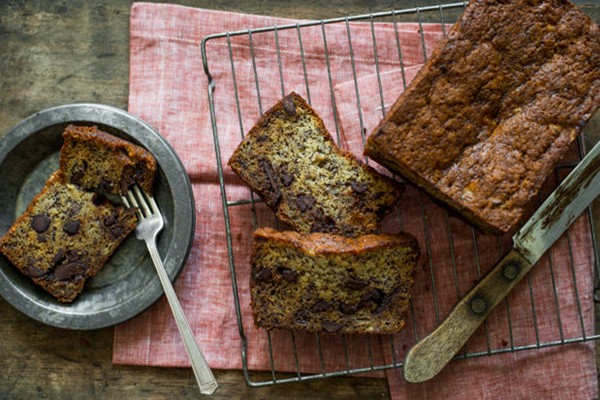 Banana bread with dark chocolate chips