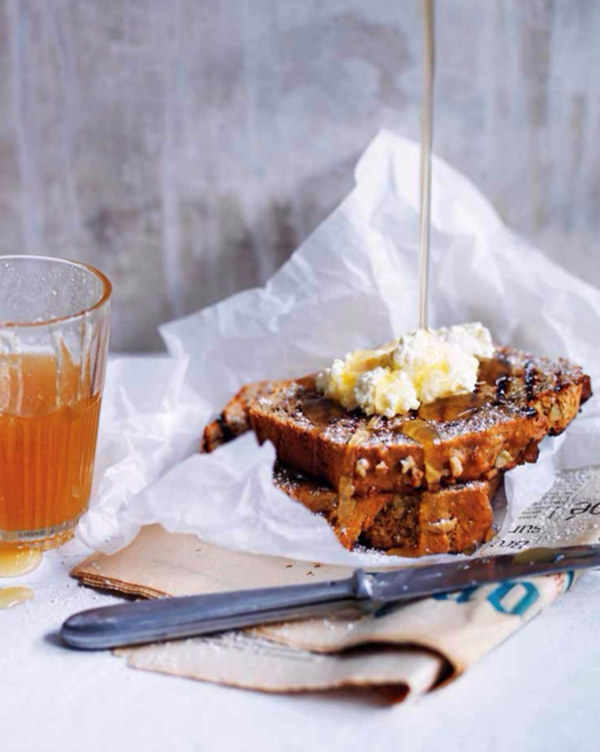 Banana bread with ricotta & honey