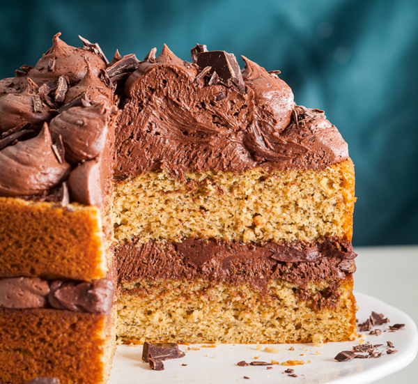 Banana cake with chocolate buttercream