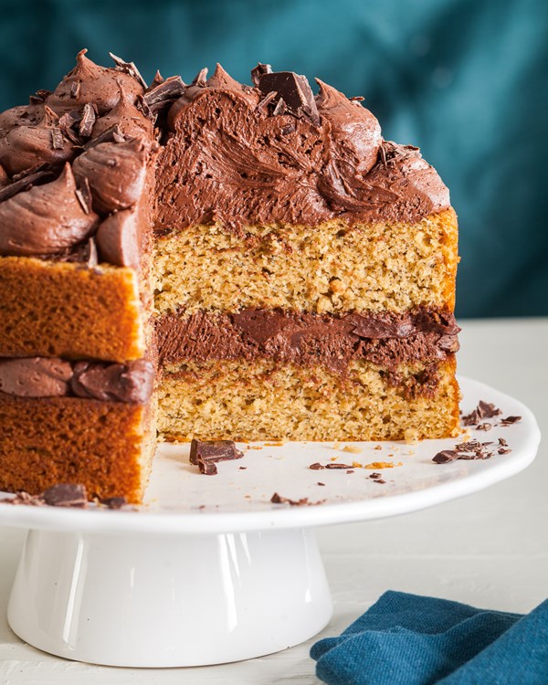 Banana cake with chocolate buttercream