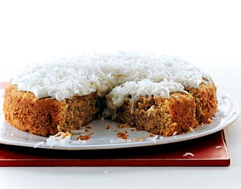 Banana cake with coconut frosting