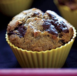 Banana, chocolate, and hazelnut muffins