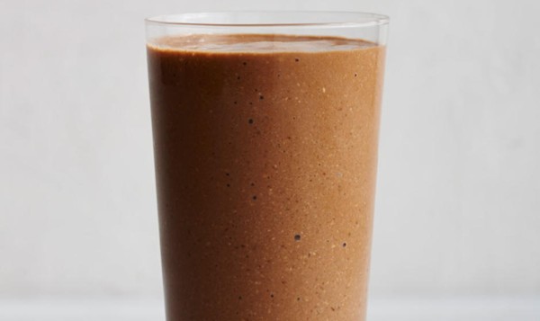 Banana, coffee, cashew, and cocoa smoothie