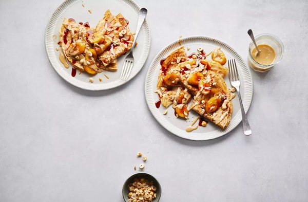 Banana, date & tahini pancakes