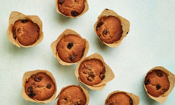 Banana, date and cherry muffins