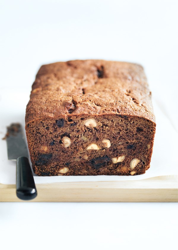 Banana, hazelnut and chocolate bread