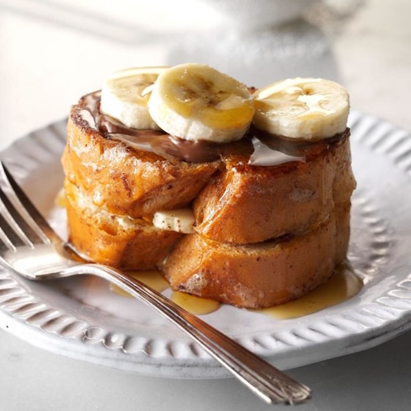 Banana-hazelnut pain perdu duet