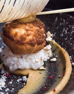 Banana, miso butterscotch puff