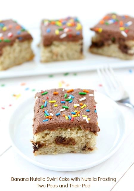 Banana Nutella swirl cake with Nutella frosting