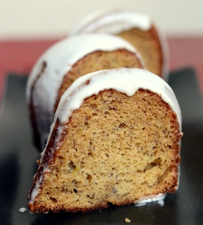 Banana rum bundt cake with rum glaze