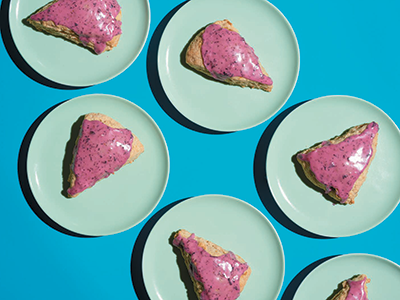 Banana scones and blueberry glaze