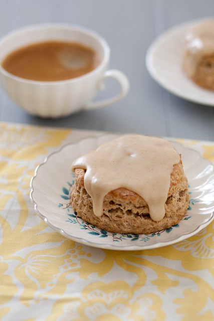 Banana scones with browned butter glaze