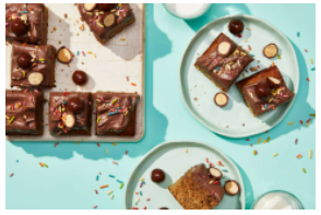 Banana snacking cake with chocolate malted cream cheese frosting