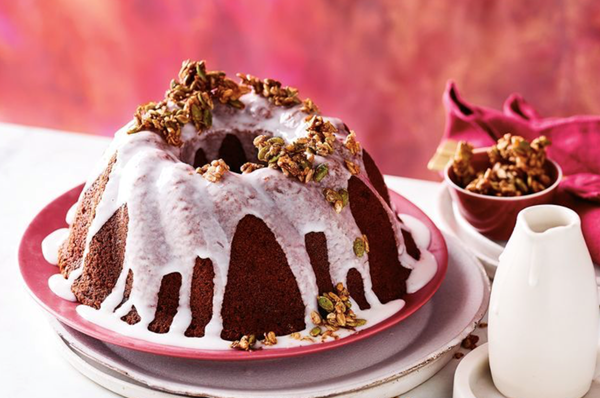 Banana spice cake with buttermilk glaze