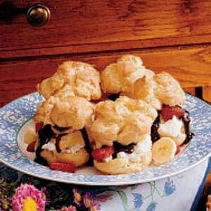 Banana split cream puffs