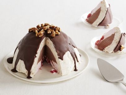 Banana split ice cream bombe