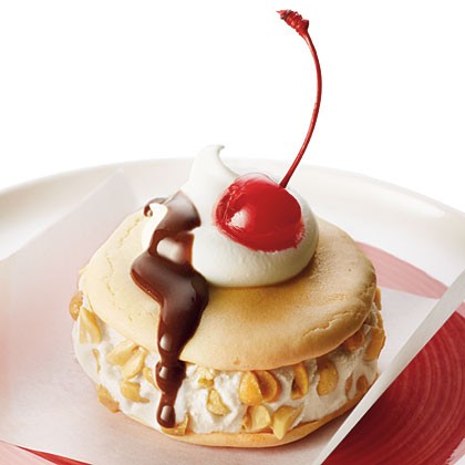 Banana split ice-cream sandwiches