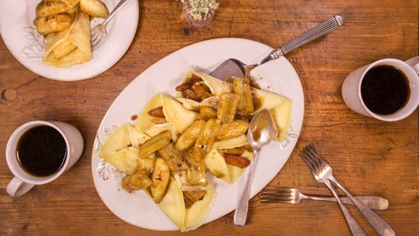 Bananas Foster crepes