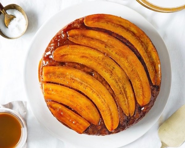 Bananas Foster upside-down banana bread