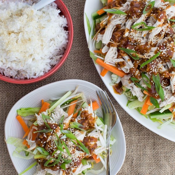 Bang bang chicken salad with rice