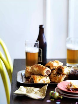Bangalow pork sausage rolls with caramelised apple and thyme