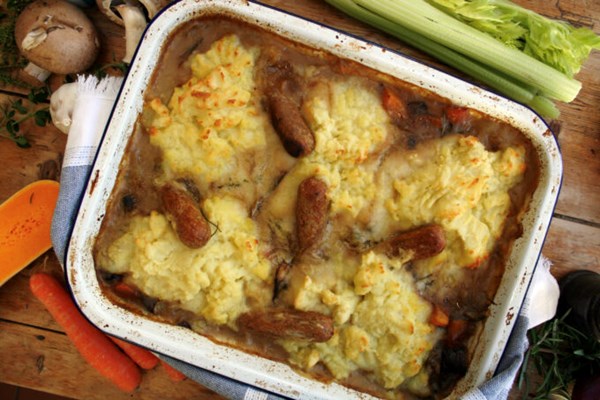 Bangers and mash casserole