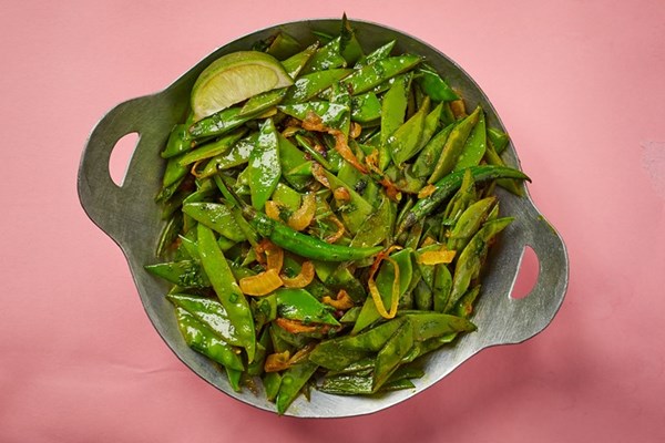 Bangladeshi mangetout sauté (Sheem bhaji)
