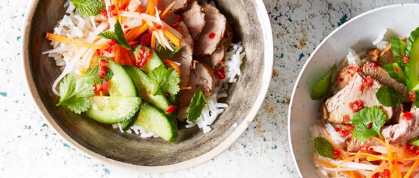 Banh mi bowls with lemongrass pork