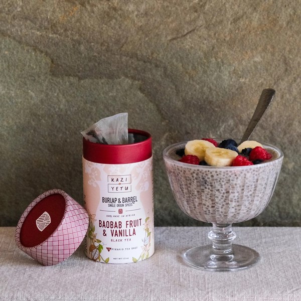 Baobab vanilla tea chia pudding