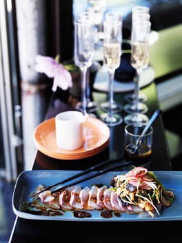 Bar H: Sashimi of striped trumpeter with mushrooms and ginger, horseradish and soy dressing