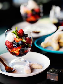 Bar H: Summer berries with mascarpone and shiso sorbet and five-spice shortbread